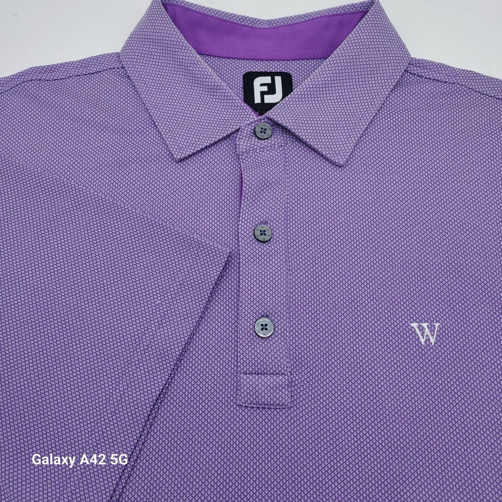 FootJoy FJ Mens XL Purple Micro Pattern Short Sleeve Golf Polo Shirt Embroidered